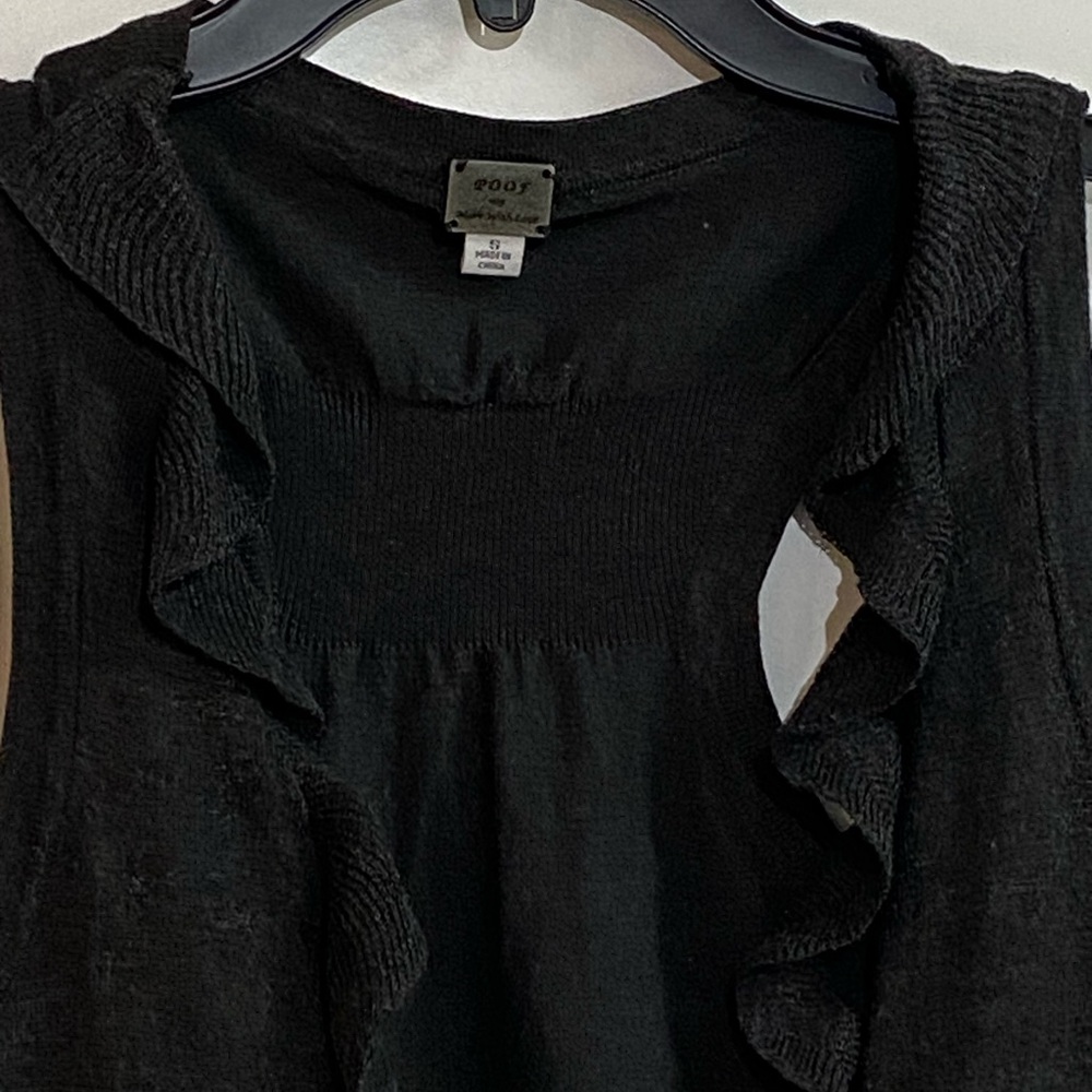 EUC - Poof Made With Love Black Ruffle Vest - Size Small - Picture 8 of 14